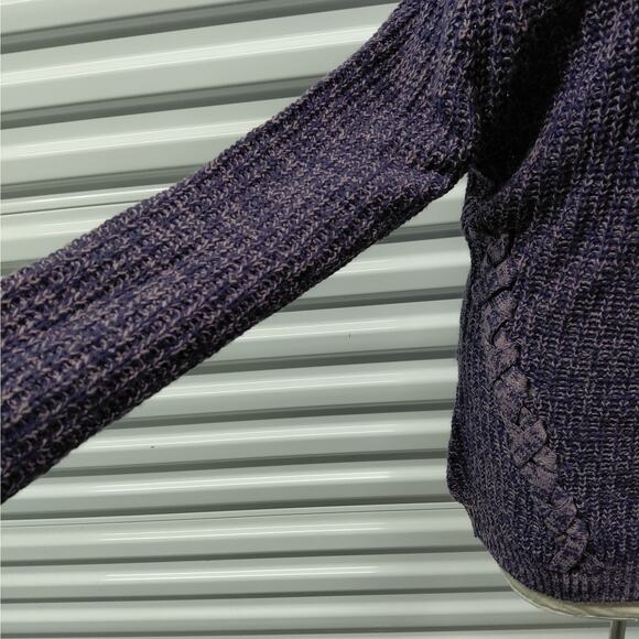 Derek Heart Juniors Sweater Size Large Purple Off Shoulder Cable Knit Cozy Knit - Picture 4 of 8